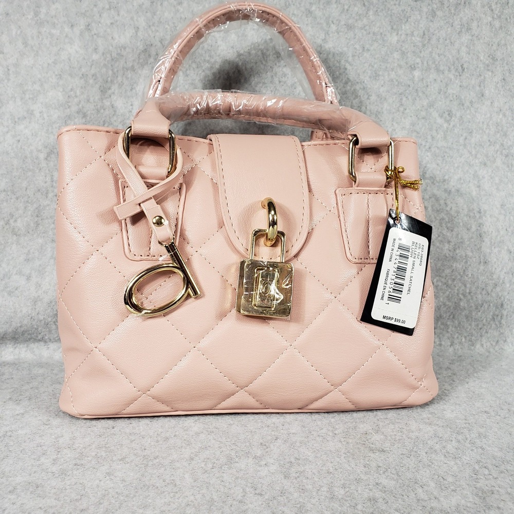 Bebe Pink Quilted Micro Satchel Bag Gold Hardware Top Handle Crossbody NWT